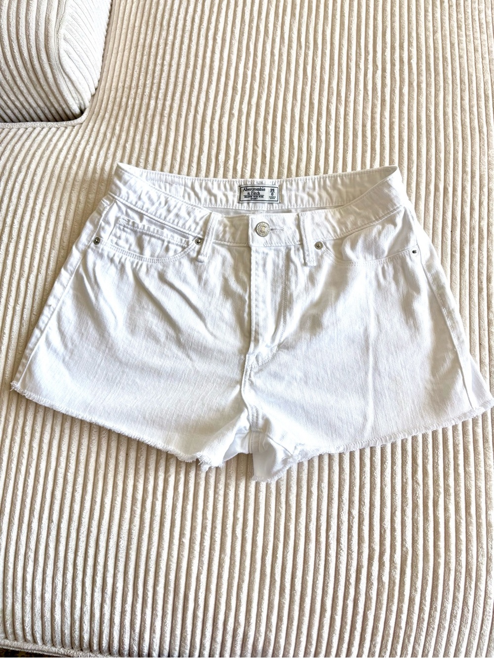Abercrombie & Fitch White Denim High-Rise Shorts